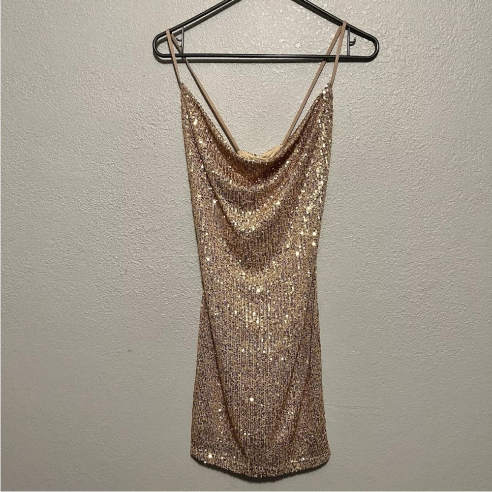 sophie rue rose gold sequin spaghetti strap dress Taylor Swift New Era Tour Sz S